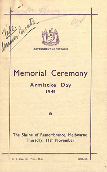 Armistice Day, Thursday, 11th November, 1943