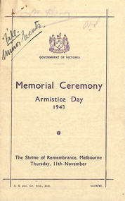Armistice Day, Thursday, 11th November, 1943