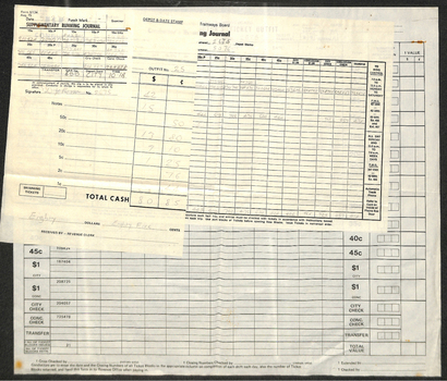 "Supplementary Running Journal", "M&MTB Conductor's Pay in slip", "Conductor's Running Journal", "Weekly Record of Conductors Ticket Outfit"