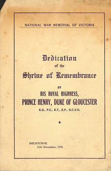 Dedication of the Shrine of Remembrance