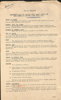 "Arrangements for Air Training Corps Parade through the city streets on Saturday 15th April 1944"