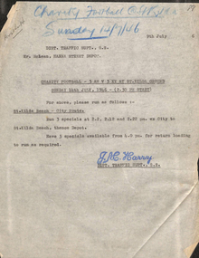 "Charity Football - 3AW v 3XY at St Kilda Ground - Sunday 14th July 1946"