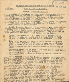 Notice to Conductors - Family Excursion Tickets