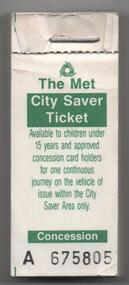 Block of "The Met City Saver" Concession tickets
