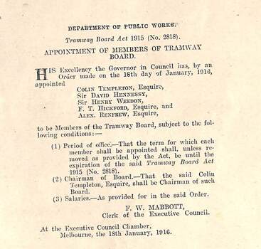 Tramway Board appointment of Members