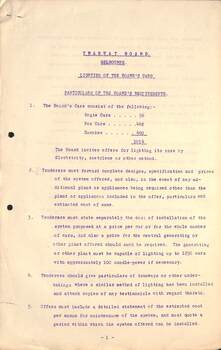 "Tramway Board - Lighting of the Board's cars - Particulars of the Board's requirements"