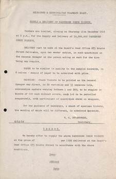 "Supply and delivery of passenger check tickets"