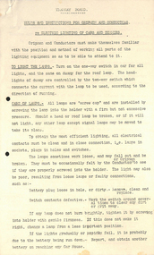 "Rules and Instructions for Gripmen and Conductors re Electric Lighting of cars and dummies", "Edison Car lighting system - rules for the guidance of employees"