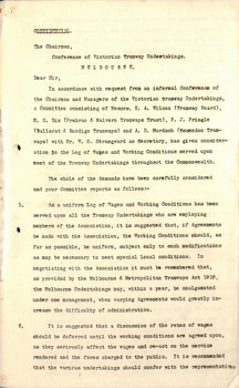 "Confidential - The Chairman, Conference of Victorian Tramways Undertakings"