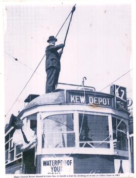 MMTB Chairman standing on the roof of a tram