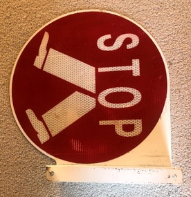 Stop sign fitted to tramcars