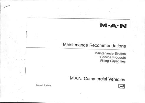 "MAN Maintenance recommendations 1985"