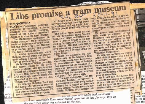 establishment of a tram museum,
