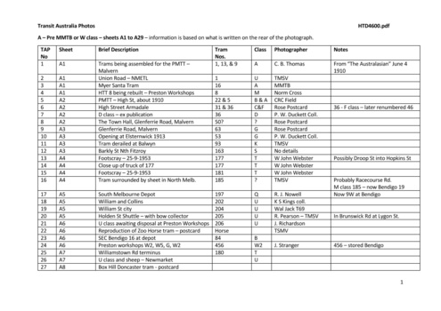 "TAP - Part A - Pre MMTB or W class – sheets A1 to A29"