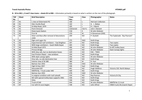 "TAP - Part B - W to W4, L, X and Y class trams – sheets B1 to B36"
