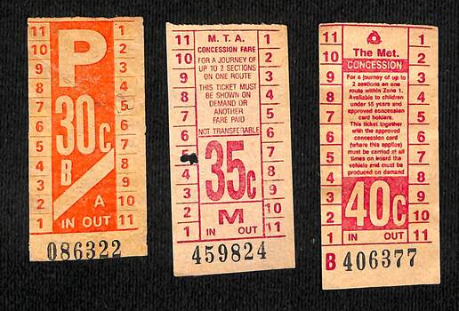 Set of 3 MMTB or The Met paper tickets