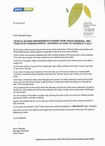 "Tram track renewal and tram stop upgrade works"