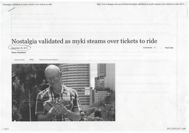 "Nostalgia validated as myki steams over tickets to ride"