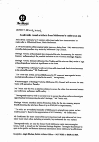"Roadworks reveal artefacts from Melbourne's cable tram cars"