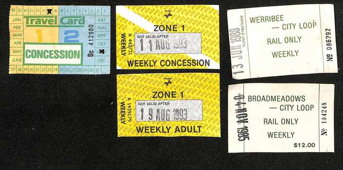 Set of five miscellaneous travel cards.