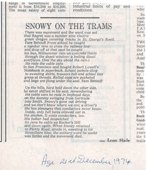 "Snowy on the Trams"
