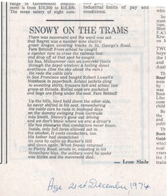 "Snowy on the Trams"