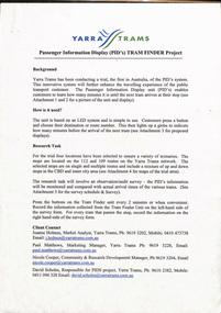 "Passenger Information Display (PID's) Tram Finder Project"