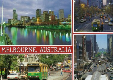 Four colour photos of Melbourne trams
