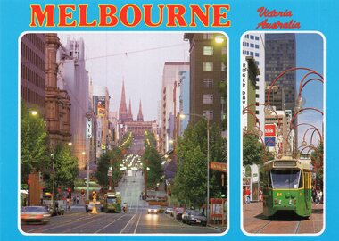Evening lights of Melbourne in Bourke St