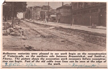 removal of the cable tram track in Victoria Parade