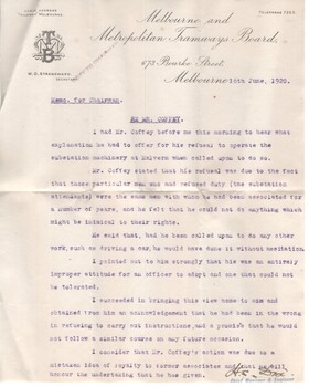 "Memo for Chairman - re Mr Coffey"