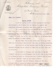 "Memo for Chairman - re Mr Coffey"