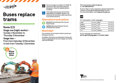 "Buses replace trams - route 58"
