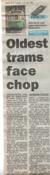 "Oldest trams face chop"