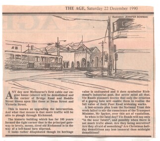 demolition of the cable tram winding house on the corner of Hoddle and Bridge Road