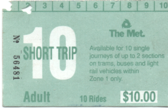 Ticket - 10 short trip card ticket