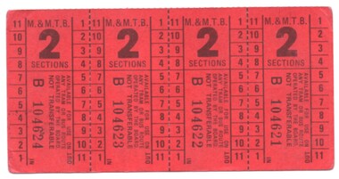 Strip of four MMTB two sections 2 Sections travel tickets