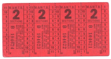 Strip of four MMTB two sections 2 Sections travel tickets
