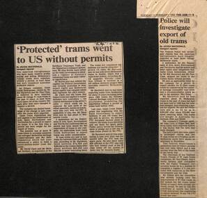 "Police will investigate export of old trams", "Protected trams went to US without permits", "Police probe export of trams to the US'