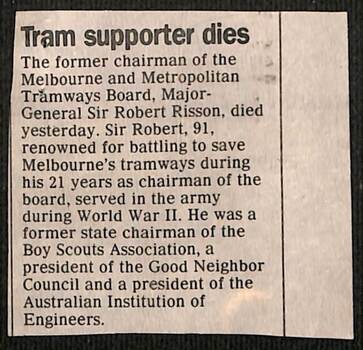 "Tram supporter dies"