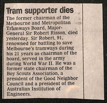 "Tram supporter dies"