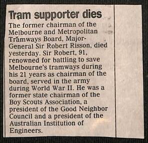 "Tram supporter dies"