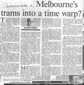 "Why lock Melbourne's tram into a time warp?", "On the trams"