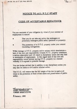 "Code of Acceptable Behaviour"