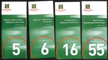 Set of 8 Swanston Trams timetables
