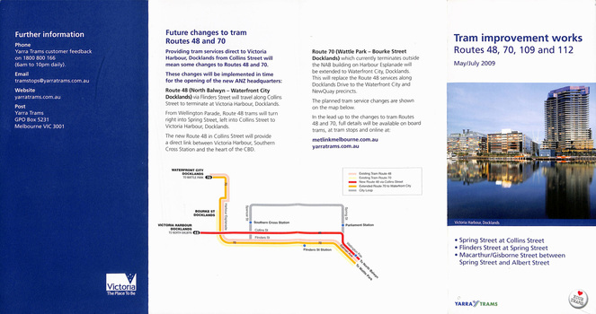 "Tram improvement works routes 48, 70, 109 and 112", "Tram service changes St Kilda Road - tram track renewal"