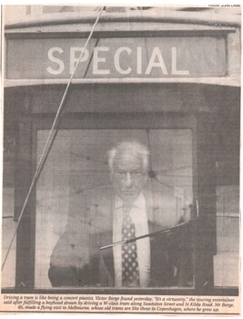 Victor Borge driving a W class tram.