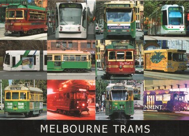 Composite view of 12 Melbourne trams