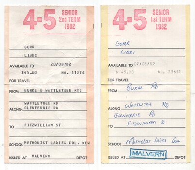 "Scholar's Concession Ticket"