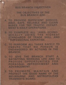 "Bus Branch Objectives"